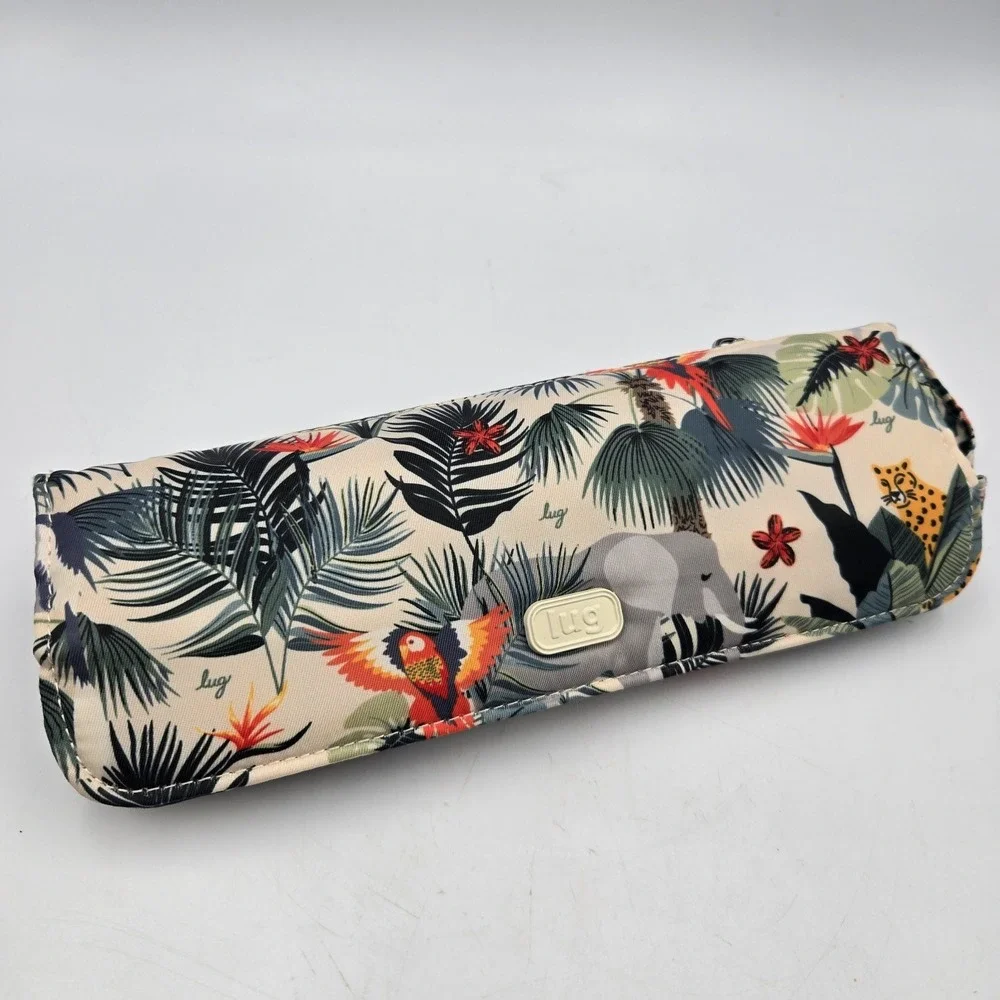 Lug Jungle Animal Print Travel Cosmetic Bag Zip Lined Pockets Mag Close‎ Retired
